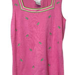 Quacker Factory Silk Blend Pink & Green Grasshopper Sleeveless Top Size M Photo 0