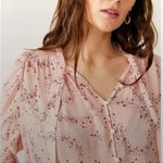 Free People NWT  Stars Align Print Tie Neck Top X-Small, BALLET COMBO Photo 3