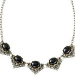Stella & Dot  Rory Black Cabochon & Gray & Clear Rhinestone Necklace Photo 1