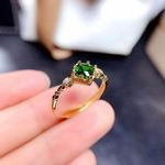 18K Gold Plated Adjustable Birthstone Green Crystal Emerald Ring for Women Photo 0