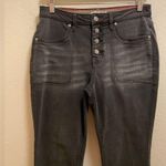 Frye & Co. Button Front Flare Fray Hem Jeans In Charcoal Wash Size 8 Black Photo 2