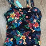 Floral Tropical Print tankini top medium Black Photo 0