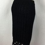 Vivienne Tam  Black Knit Crochet Lined Knee Length Skirt S Photo 2