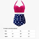CHERRY CAT Womens Vintage Retro Polka High Waisted Underwire Bikini Swim 8 Photo 8