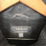 Tribal Black Faux Fur Lined Vest Size Medium Zip Up Buckle Accents Photo 1