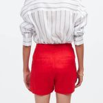 Madewell Linen Clean Button Tab Shorts in Rouge Red Women’s Size 10 Photo 1