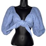 MINKPINK Milkmaid Embroidered Cottagecore Floral Smocked Crop Top‎ Photo 1