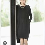 Eileen Fisher Dress Black Charcoal Colorblock Pockets Silk Lagenlook Photo 6
