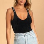 Lulus LULU’S EXTRA GLITZ BLACK RHINESTONE EYELASH LACE SWEATER TANK Photo 1