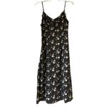 NWT Commense Floral Midi Dress w Ruffle Sweetheart Neckline & Spaghetti Straps S Black Photo 1
