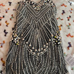 ASOS  LUXE pearl embellished bandeau mini dress in black Photo 0