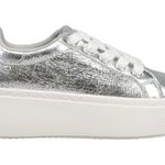 Dirty Laundry  1990 Record Metallic Silver Platform Sneakers Shoes Size 10 GUC Photo 0