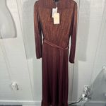 WAYF  Women’s Meryl Long-Sleeve V Neck Metallic Wrap Long Sleeve Dress SZ XS NWT Photo 10