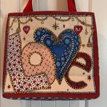 Brighton BNWT  Holiday Tote Bag LOVE Heart Ornament Print Canvas Photo 5