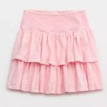 Aerie  mini skirt Ready to ruffle tiered smock high rise waisted peachy preppy Photo 6