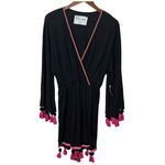 Pitusa New Mykonos Tassel Dress Black Pink Trim Pima Cotton Modal Size Standard Size M Photo 1