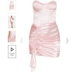 Pretty Little Thing  Pink Satin Ruche Bandeau Dress plt x saweetie size 6 Photo 4