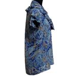 Elan Ava Blue Tapestry Ruffle Sheer Tie Neck Boho Top NWT Size Medium Y2K Photo 1