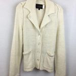 Cassin 100% Linen Ivory Woven Long Sleeve Belted Cardigan Sweater M Size M Photo 1