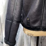 Love Token Faux Shearling Black Cropped Aviator Jacket Size L Photo 8