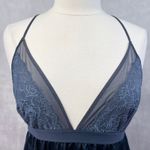 H&M Babydoll Slip Dress Womens Medium Blue Lace Fairycore Whimsigoth Dainty Photo 2