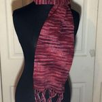 Handmade Long Red Hombre Print Scarf Fringed Ends Photo 4