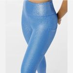 Zyia NWOT  Pocket Light N Tight Hi-Rise Capri in Blue Mermaid Metallic Pattern Photo 5