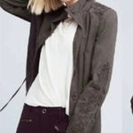 Anthropologie  Love Sam Travis‎ Military Jacket Beaded Charcoal Gray Size Medium Photo 0