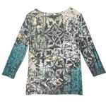 Coldwater Creek Y2K Crinkle Abstract Top Made in USA Stretchy Artsy Blouse Med Photo 2