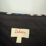 Deletta Anthropologie  Nathalie‎ Peplum Top Black Pleated Stripes Plaid Size L Photo 4