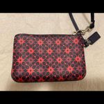 Coach wristlet wallet pouch with signature logo red dark blue Photo 1