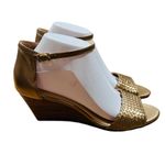 Cole Haan Gold Metallic Roalin Leather Weave Wedge Heels 9B NWOB Photo 4