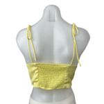 superdown  Yellow Sleeveless Tie Strap V Neck Smocked Tank Cami Crop Top Size S Photo 1