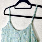 Forever 21  Floral Ruffle Sheer Sleeveless Tiered Tank Top Large Blue Yellow Photo 1