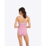 Draper James  x Lands' End Bandeau One Piece Swimsuit Pink Gingham Barbiecore 18w Photo 1
