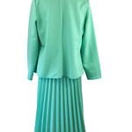 Vintage 70s 80s Mint Green Textured Skirt Suit Pleated Skirt 16 1/2 Size L Photo 1