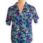 Vintage Cheryl Tiegs Shirt Colorful Blue Southwest Novelty Print Button Up Black Size 12 Photo 8