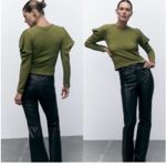 ZARA NWT  Green Textured puff sleeve  Long Sleeve Top Photo 4