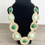 VINTAGE Green Crochet Woven Statement Necklace Photo 0