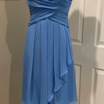 David's Bridal David’s Bridal Bridesmaid Baby Blue Sweetheart Pleated Ruffle Dress 6 Holiday Photo 0