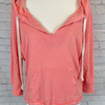 American Eagle  Women's Neon Peach Orange 3/4 Sleeve V Neck Pullover Hoodie S Photo 0