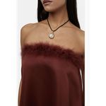 we wore what faux fur‎ strapless satin dress Size 6 Brown Photo 2