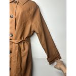 Haute Monde Women's Trench Coat Size Large Dark Brown Belted Faux Leather Photo 2