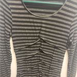 Mystree  Black and Gray Striped Long Sleeve‎ Dress Photo 2