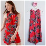 Loft  Red Floral Island Party Halter Romper Photo 1