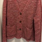 LOVE ELLIE RED TWEED LIKE SWEATER 100% ACRYLIC 2 POCKETS 4 BUTTON CARDIGAN LARGE Photo 2