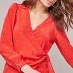 ASTR THE LABEL Shirt Womens Small Olympia Red Floral Print Long Sleeve Wrap Top Photo 0