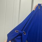 Cable & Gauge Royal Blue Split Long Sleeve Blouse  Photo 2