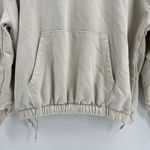 ZARA Cream Pullover Cinched Hoodie Sweatshirt Pocket Casual Women's Size Small Photo 2