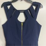 Betsey Johnson Women’s Size 14 Navy Blue Dress Pleated Skirt Pockets Cutout Neck Photo 9